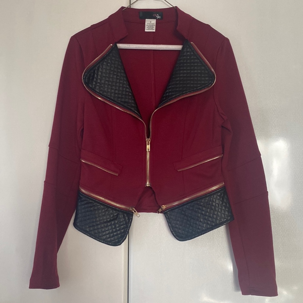 leather jacket with red material